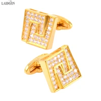 laidojin luxury crystal cufflinks for mens shirt cuffs high quality gold cuff links wedding grooms gift fashion male jewelry