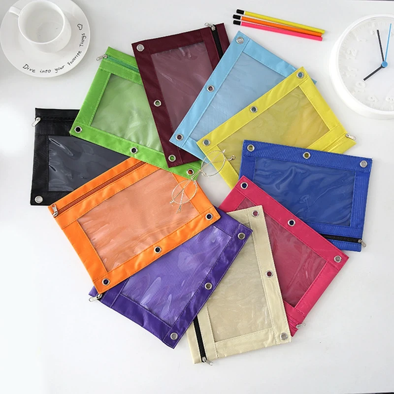 

Multicolor three-hole office document bag Oxford cloth waterproof stationery storage bag