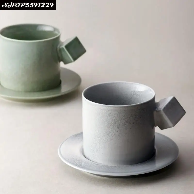

Japanese Retro Ceramic Coffee Cup Saucer Couple Mug Minimalist Pull Flower Tie Iron Cup Office Afternoon Tea Breakfast Milk Mug