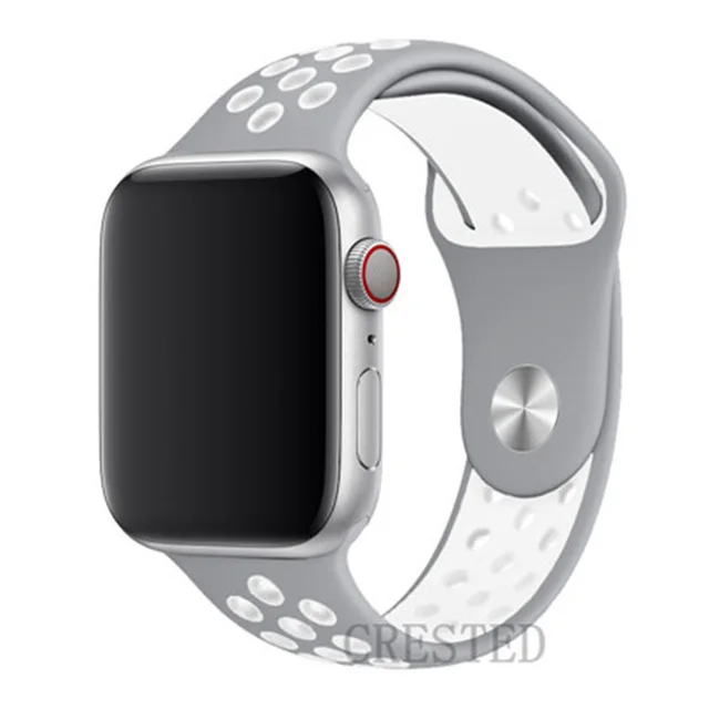 silver white 3 Дышащий силиконовый спортивный ремешок для Apple Watch 5 4 3 2 1 42 мм 38 мм резиновый ремешок для Nike+ Iwatch 5 4 3 40 мм 44 мм - Цвет ремешка: silver white 3