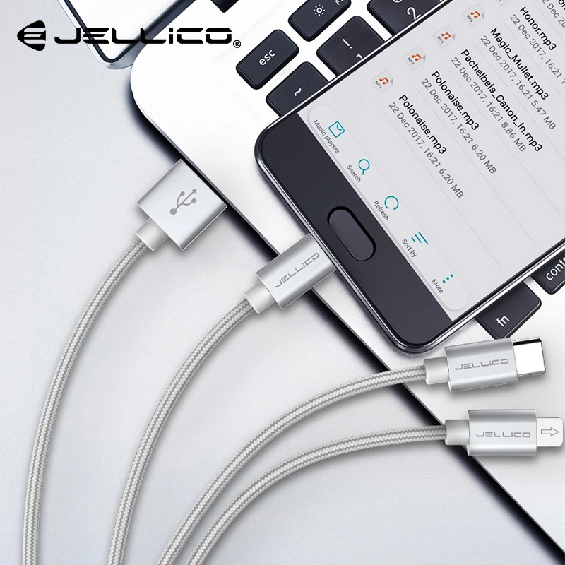 Jellico 3в1 USB кабель для iPhone X 8 7 6 кабель Micro usb type C кабель для samsung S9 S8 кабель быстрой зарядки 3A шнур зарядного устройства