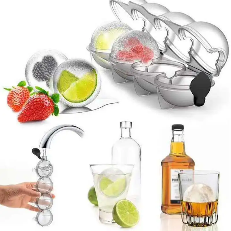 4 полости IceCube Maker 3d Diy силиконовые виски 5 см ледяного шара лоток Плесень Гибкая