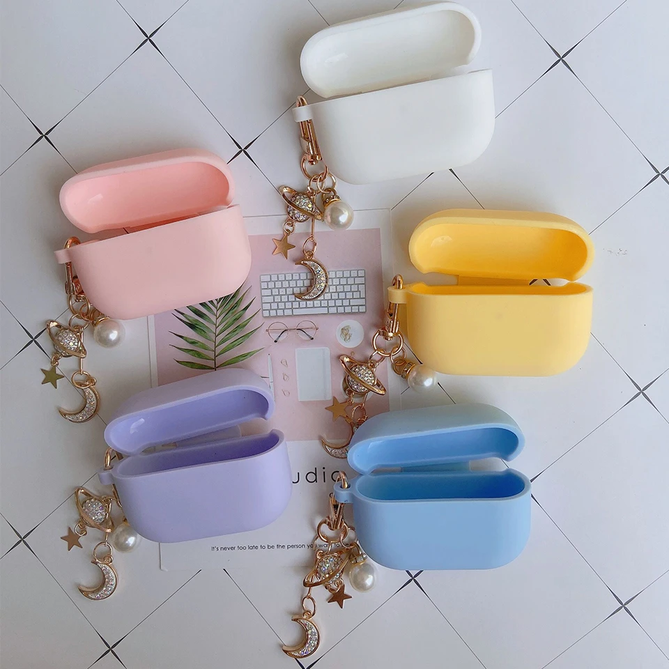

Cute Korean Luxury Case for Apple Airpods Pro 3 Case Bluetooth Wireless Earphone Cover Diamond Star Moon Pandent Decor Keyring