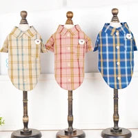 brand new pet puppy shirt plaid dog cat shirt 100 cotton spring and summer clothing apparel 5 yards 3 colors