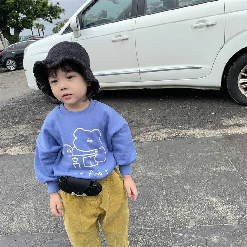 Осень 2019 милые флисовые толстовки с мультяшным рисунком для мальчиков и девочек