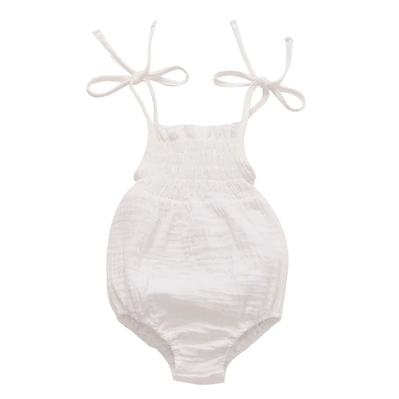 

Baby Summer Outfits Solid Color Tied Spaghetti Strap Romper Toddler Girls Baby Girl Romper Children Clothing Sleeveless Outwear