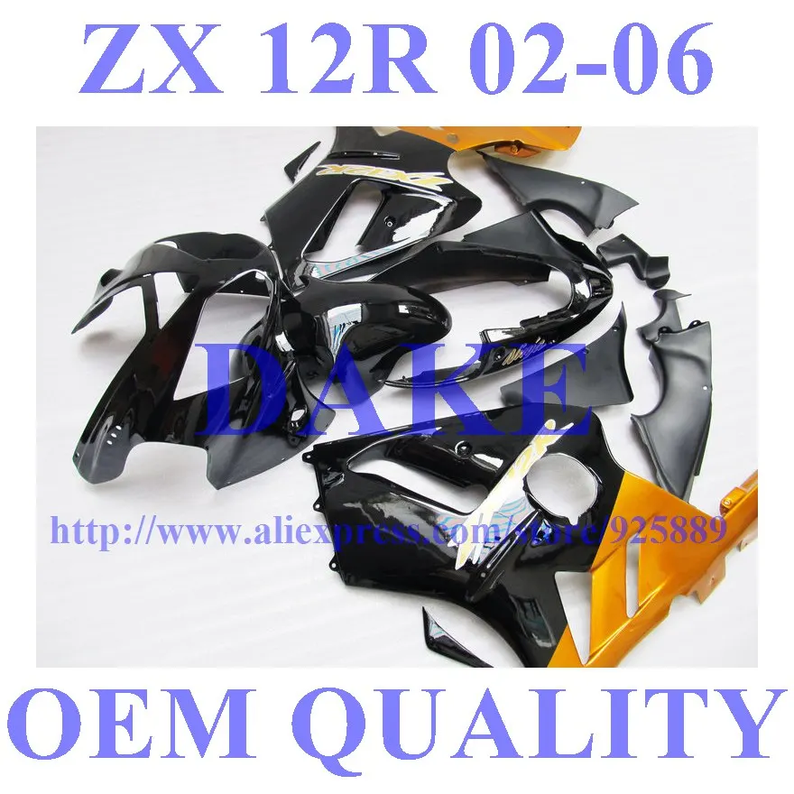 

Gold Black Fairing Kit FOR KAWASAKI NINJA Kim ZX 12R 02 03 04 05 ZX 12R 2002 2003 2004 2005 Fairings #Y6SX +