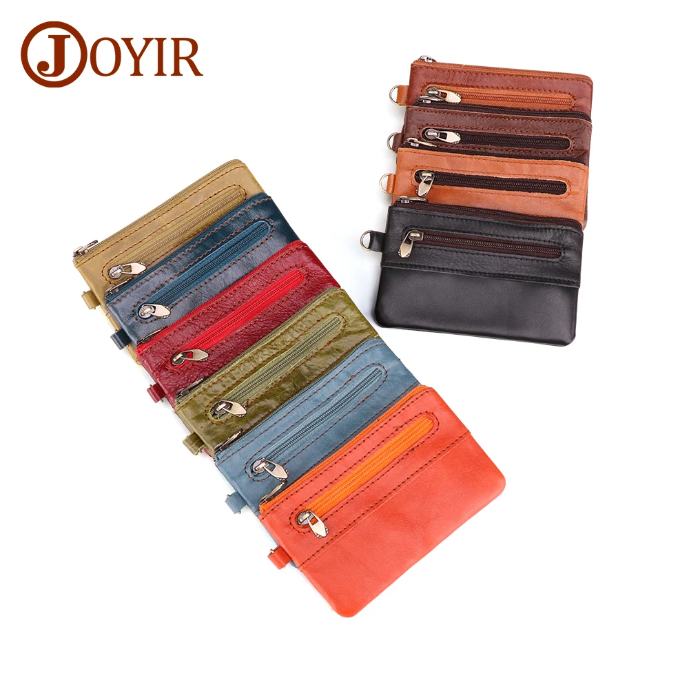 Joyir из натуральной кожи короткие кошельки Для женщин Для мужчин кошельки с застежкой-молнией и кошелек мужской кошелек держатель для карточки-ключа маленький унисекс мини-кошелек
