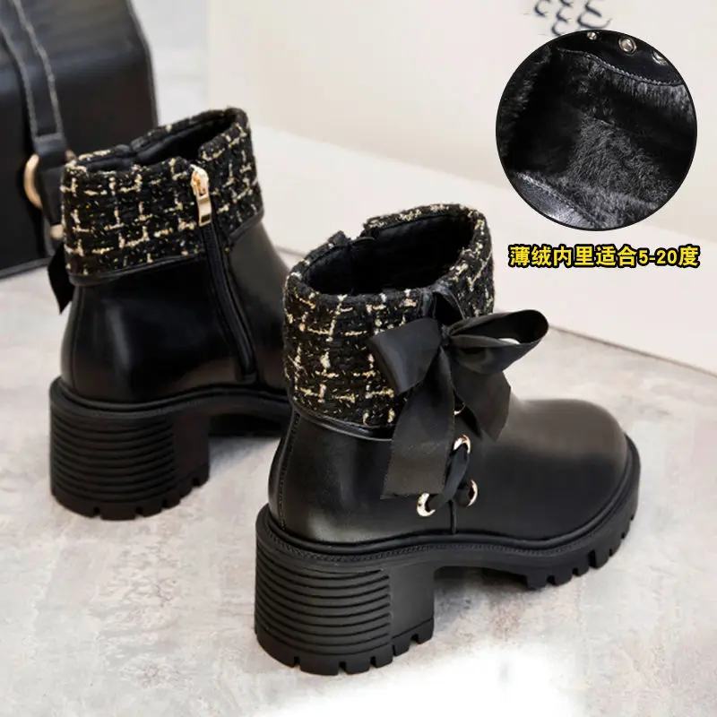 

Autumn Winter Pu Leather Bow-knot Women Short Boots 2021 New Fashion Martin Boots Women's Boots Platform Ankle Boots Botas Mujer