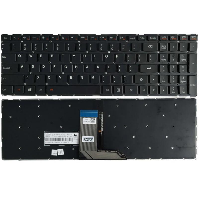 Новая американская Клавиатура для ноутбука Lenovo IdeaPad 700-15 700-15ISK черная подсветка