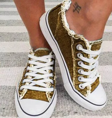 

girls' single shoes, Vintage large-size low-top canvas tide girls, flat-bottomed lace-up sneakers, casual board walking shoes