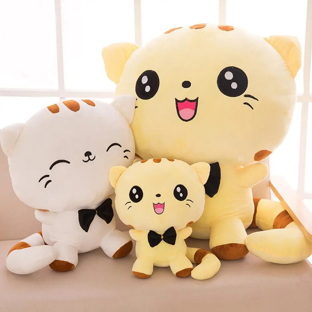 

20CM Cute Cats With Bow Plush Dolls Toys Gift Stuffed Soft Dolls Cushion Sofa Pillow Gifts Xmas Gift Party Decor