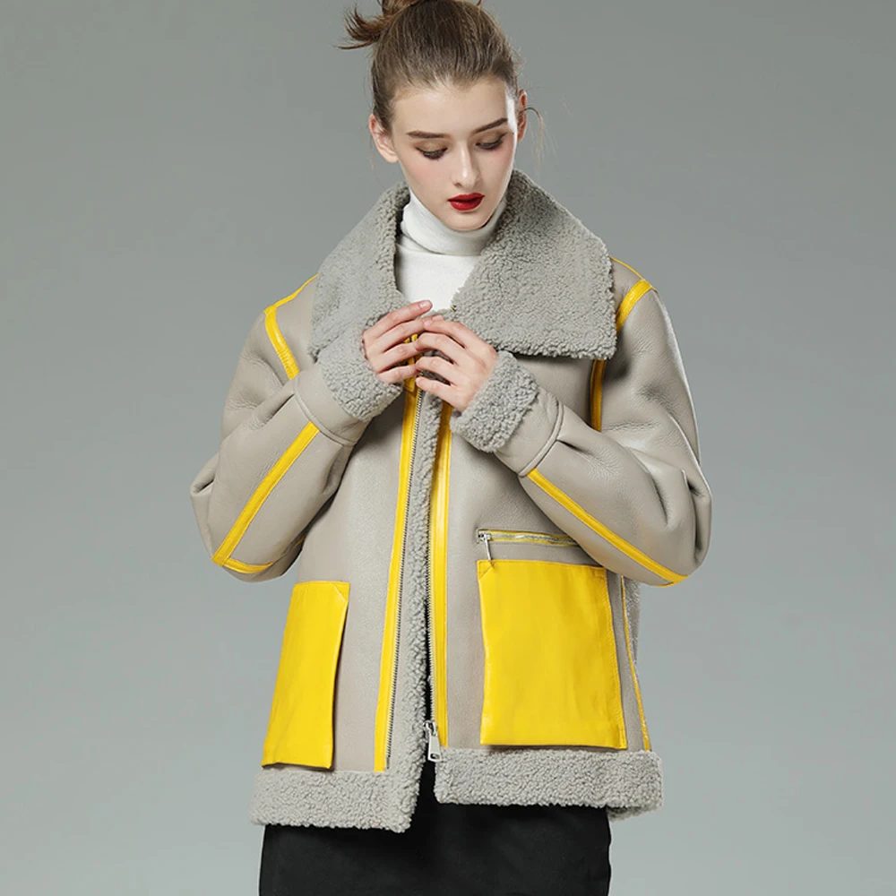 Новая зимняя одежда из натуральной кожи мужская верхняя овечьей красное мужское