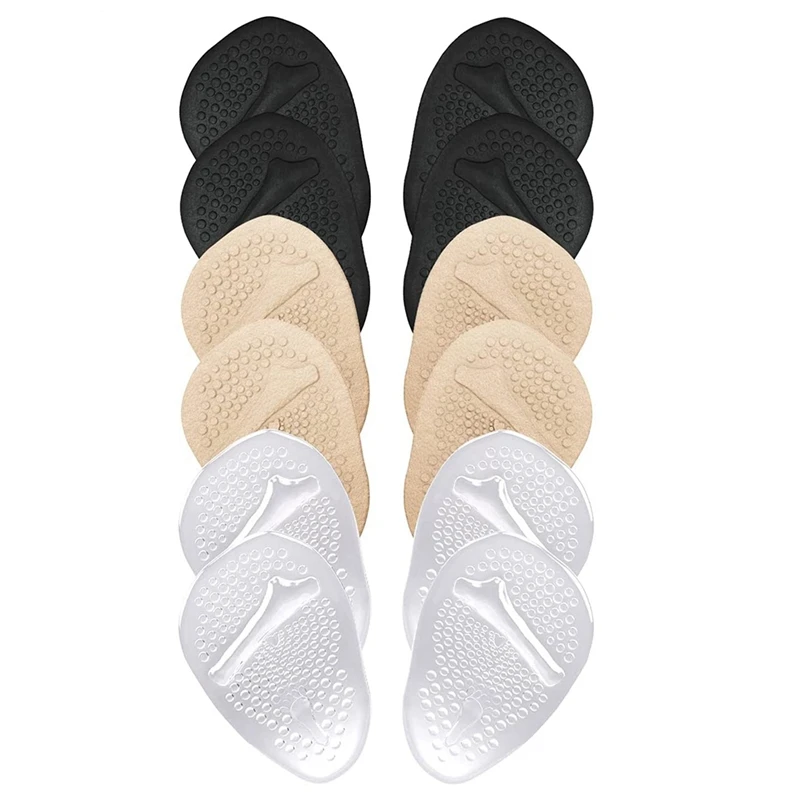 

6 Pairs 4D Half-Foot Insoles Metatarsal Support Pads One-Size Non-Slip Insoles Foot Insertion Pads Anti-Pain Pads
