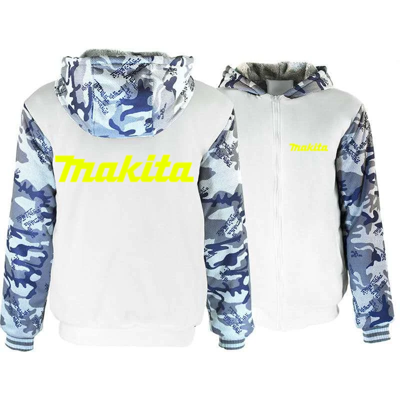 

2021 Makita New Brand Men Sporting Fleece Thick Hooded Brand-Clothing Casual Tracksuit Mens Delicate Jacket Pant Warm Suits