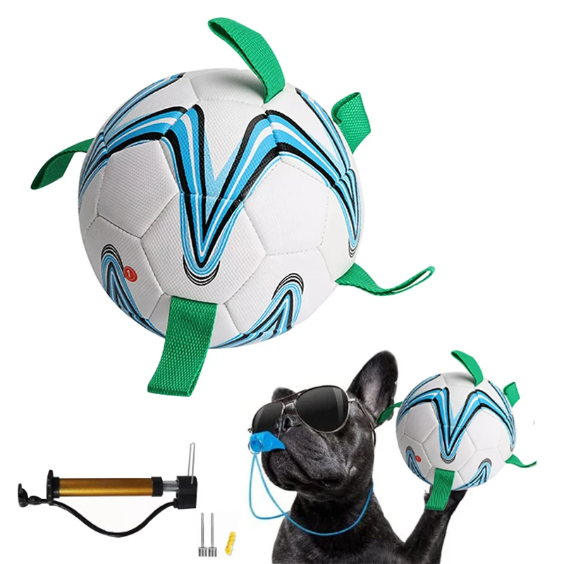 

Dog Toys Interactive Pet Soccer Ball with Grab Tabs Durable Dog Tug Balls for Dogs Pet Bite Chew Ball Outdoor Pet Football Toys