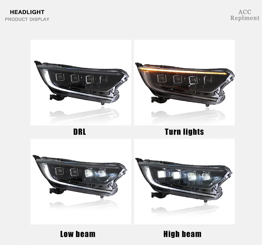 2Pcs LED Headlights For Honda CR-V- ALL LED car lights Angel eyes Full LED Fog lights LED Daytime Running Lights