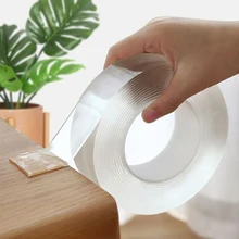 1/2/3/5メートルのテープ両面テープ透明再利用可能な防水粘着テープ洗浄可能キッチン浴室用品テープ