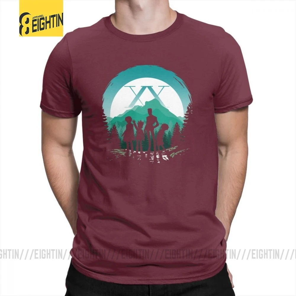 Hunter X Hunter T-Shirts Team Japanese Purified Cotton Novelty Tee Shirts Short-Sleeve T Shirt Male Simple Stylish Comic Plus - Цвет: Burgundy