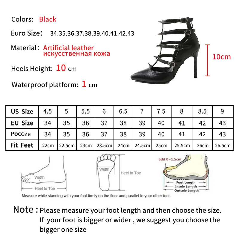 

2021 European American Black Sexy Toe PU New Style Women's Shoes Pointed Rivet Stiletto Heels Multi-buckle Shallow Shoes CWF