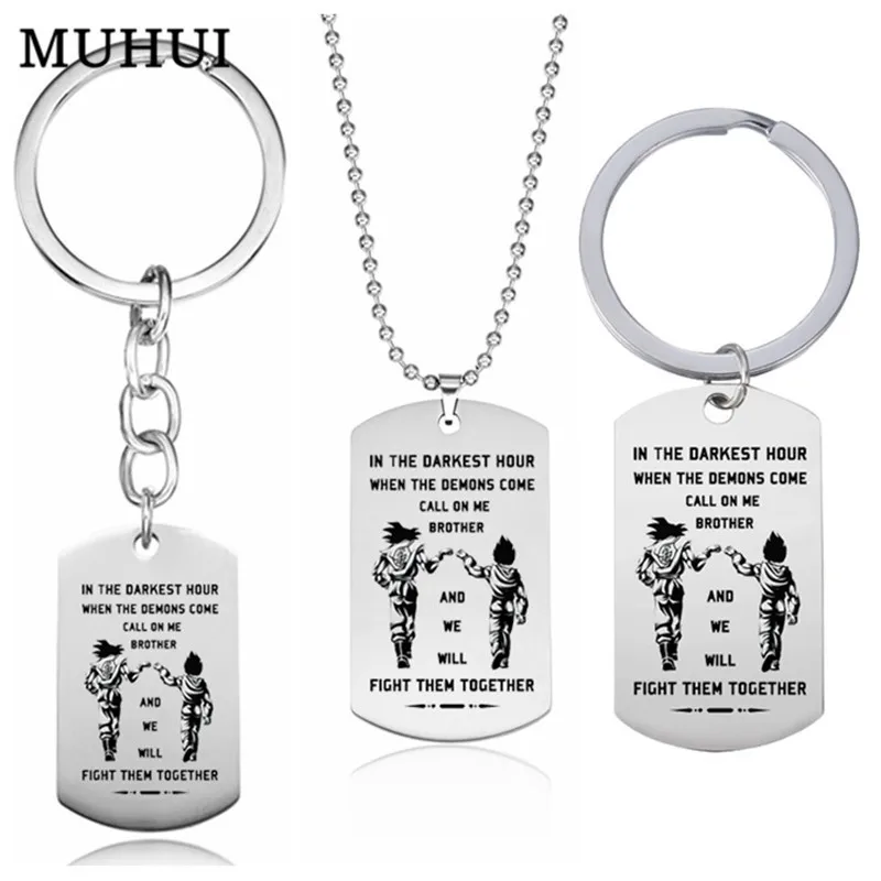 

Anime Dragon Titanium Steel Dog Tag Necklace Letter Best Friends Men Jewelry Never Fade Collares