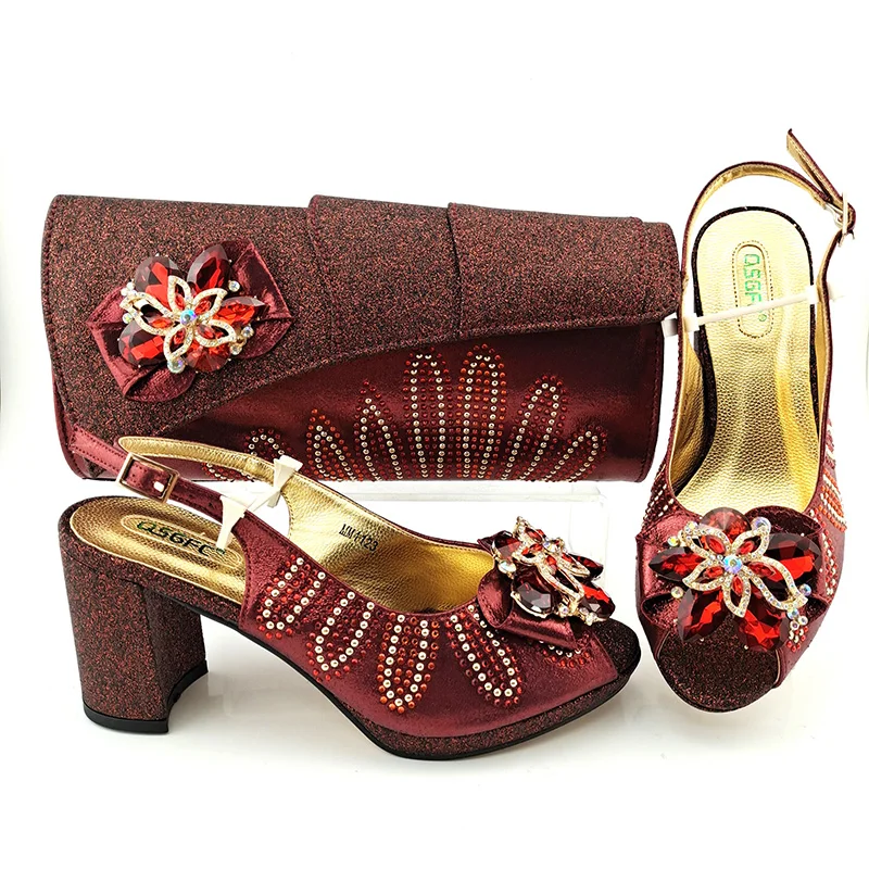 

Doershow High Quality African Style Ladies Shoes And Bags Set Latest wine Italian Shoes And Bag Set For Party!HFG1-13