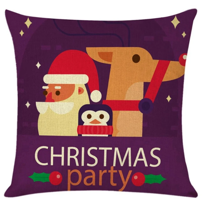 

Christmas Cushion Cover 45X45cm Pillowcase Sofa Cushions Pillow Cases Cotton Linen Pillow Covers Home Decor 4Pcs