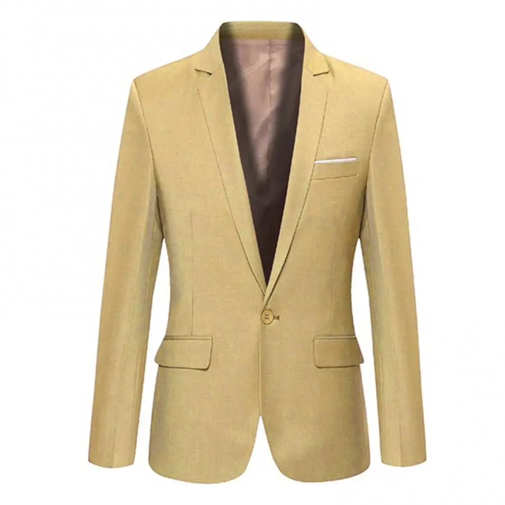 Men's Blazer Slim Formal One Button Long Sleeve Bussiness Suit Coat Lapel Collar Pockets Top пиджак мужской костюм |