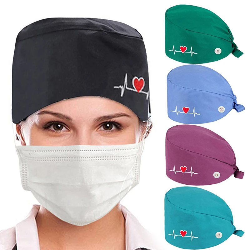 

Регулируемый тюрбан с принтом и повязкой на голову, докторская шапка с маской, подвесная Пряжка, Обложка для волос для косметолога Health99