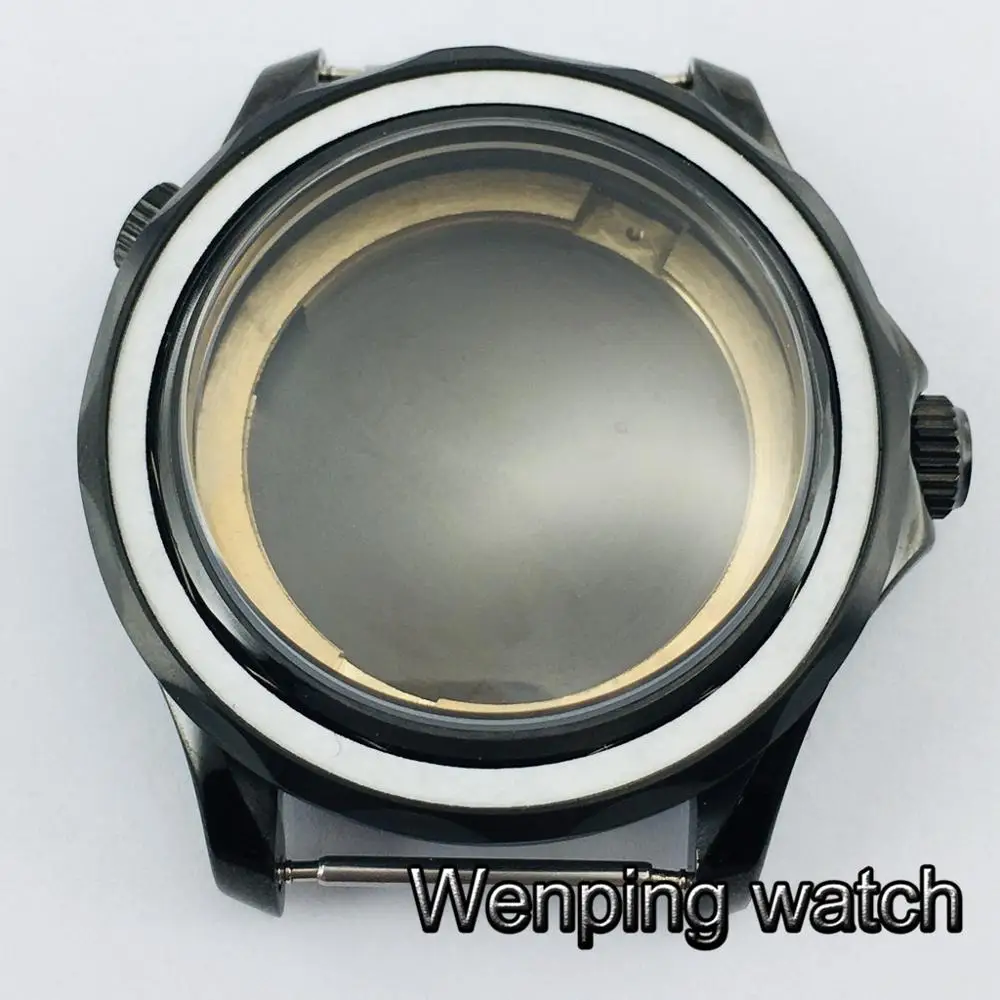 Черный чехол для часов из нержавеющей стали с сапфировым стеклом подходит ETA 2836