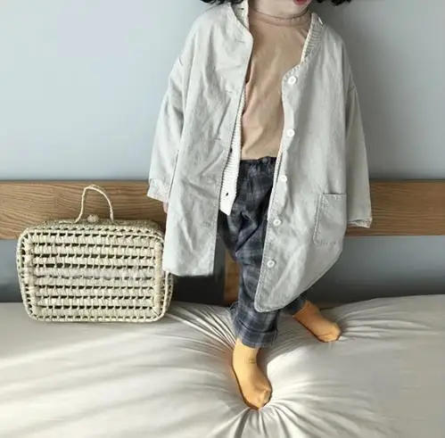 СВОБОДНЫЙ Модный тренчкот в Корейском стиле для мальчиков и девочек на осень