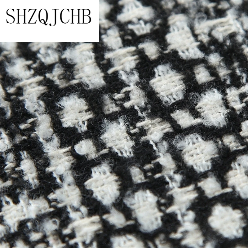 

Fashion 2021 Autumn Winter Turn Down Collar Plaid Tassel Tweed Woolen Jackets Long Wool Blends Coats Elegant Overcoat Outerwear