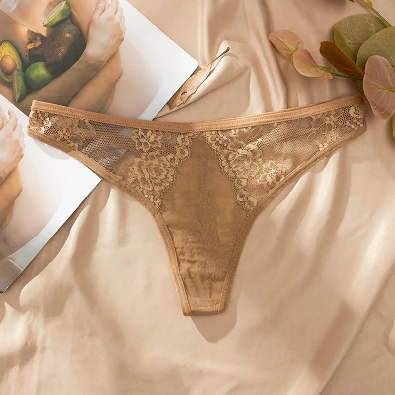 Женские сексуальные бесшовные трусики кружевные вышитые трусики-стринги с
