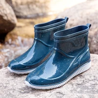 rain man waterproof short tube plastic shoes fashion boots with the cotton antiskid shoes kitchen work water fishing rubber s