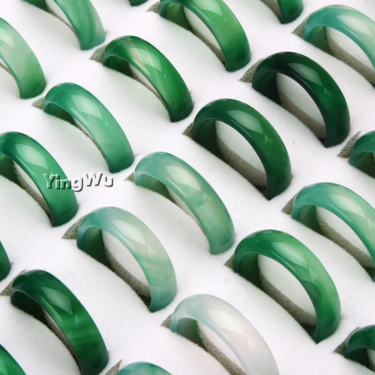 Кольцо Yingwu из натурального зеленого агата и нефрита 50 шт. | Украшения аксессуары