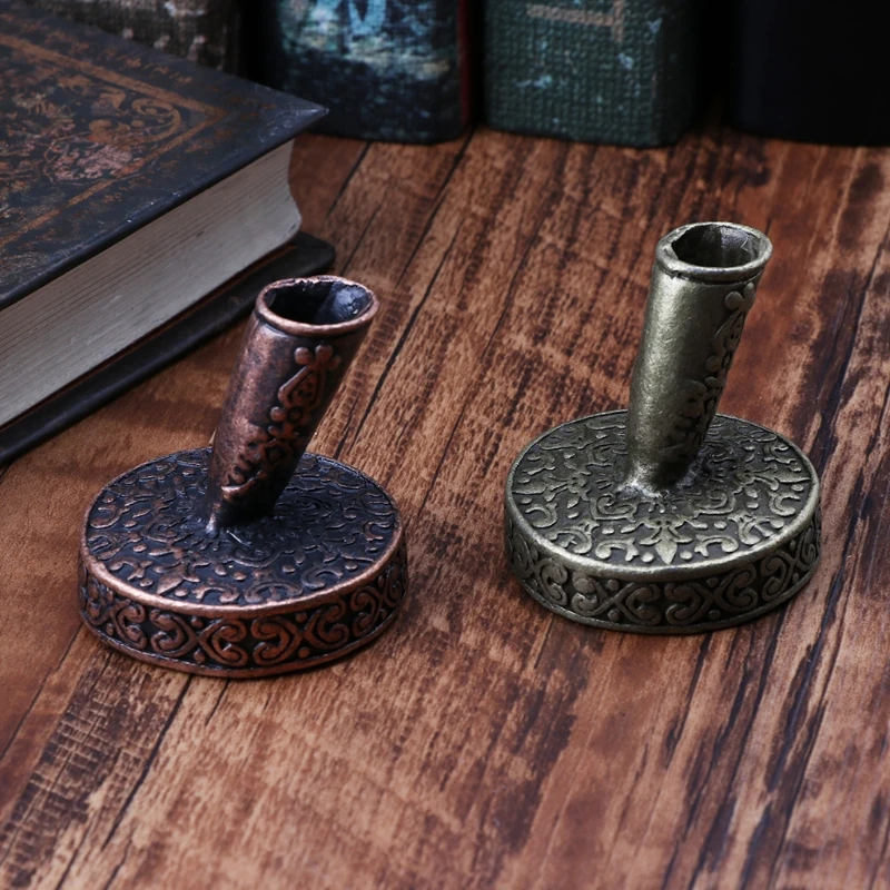 

J2FD Vintage Metal Round Insertion Pen Holder for Feather Quill Dip Pens School Office Supplies Stationery Student Gift