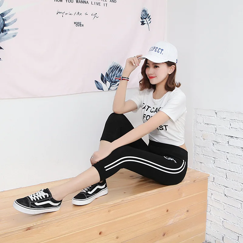 Женские летние леггинсы больших размеров в Корейском стиле с принтом из модала