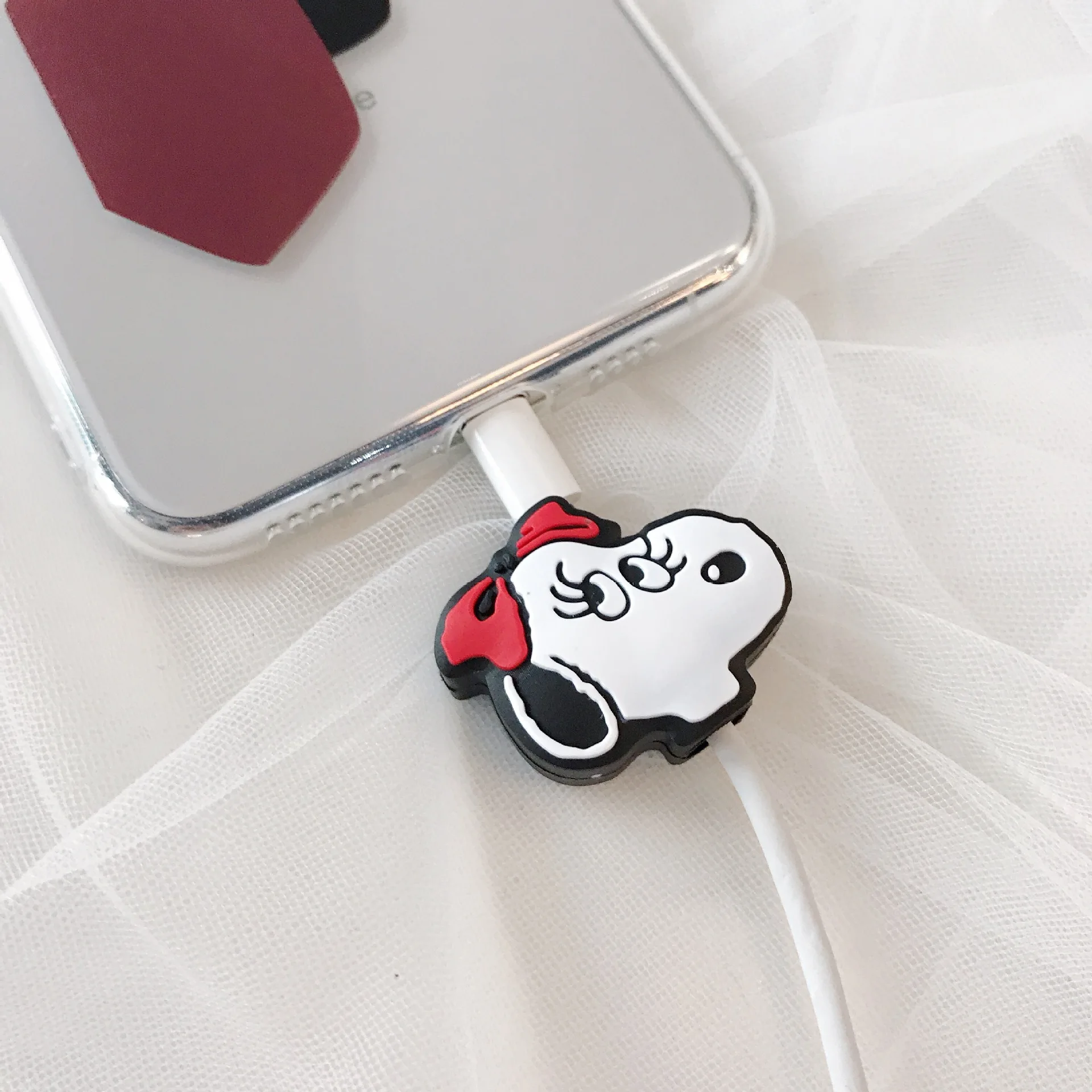 Корейский мультфильм кабель протектор для iPhone XS Max XR 8 7 Универсальный шнур Защитная крышка usb зарядный кабель Winder