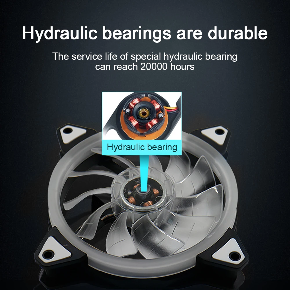 

120mm PC Computer Ultra Silent LED Cooling Fan Radiator With Hydraulic Bearing Super Quiet RGB Cooler For Desktop Computer