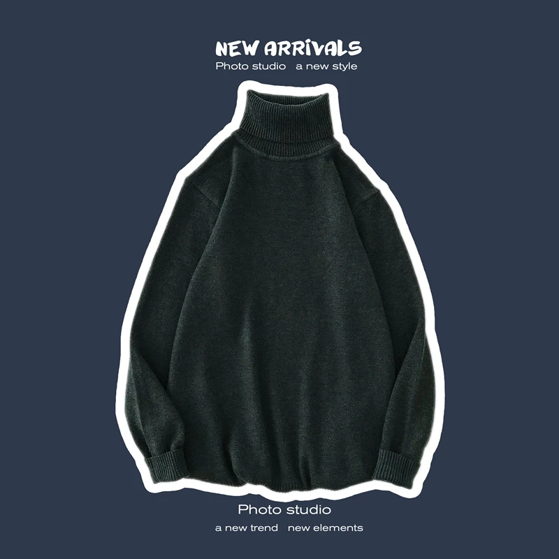 4 Winter Warm Men Turtleneck Knitwear Sweater Slim Fit Long Sleeve Stretch Basic Pullovers NEW Sweaters Oversized 8 Colors - Цвет: 4