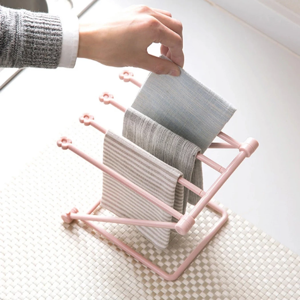 

1Pcs Plastic Hanging Holder Towel Rack Multifunction Foldable kitchen towel rack countertop storage rack Kitchen Accessories