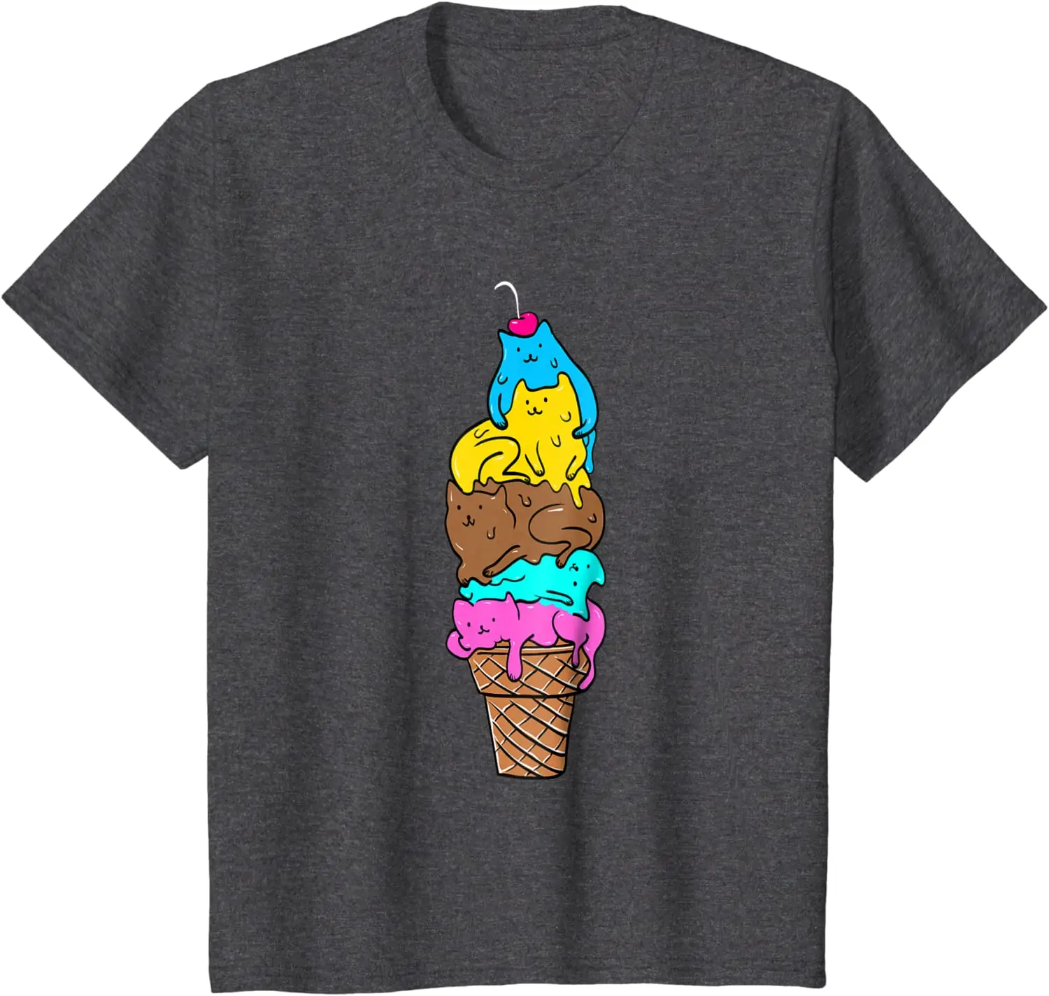 

2021 T Shirt Women Kawaii Summer Tops T-shirt Tee Shirt Unisex Cute Cat Ice Cream T-Shirt - Kitty Cat Dessert Shirt Graphic Tees