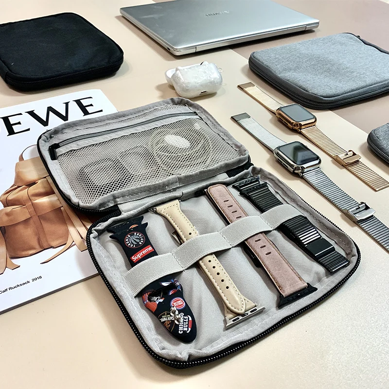 Smart Watch Band Storage Organizer Multifunction Portable Watch Strap  Box for Apple Watch Travel Pouch Bag Holds 10-15 Bands