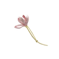 blucome latest pink flower brooch enamel copper corsage suit scarf hat pins accessories for women wedding party jewelry gifts