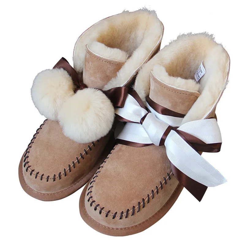 Женские зимние ботинки из натуральной кожи на плоской подошве | Обувь