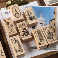 dimi 2pcset vintage world travel stamp wooden rubber stamps for scrapbooking deco journal school stationery