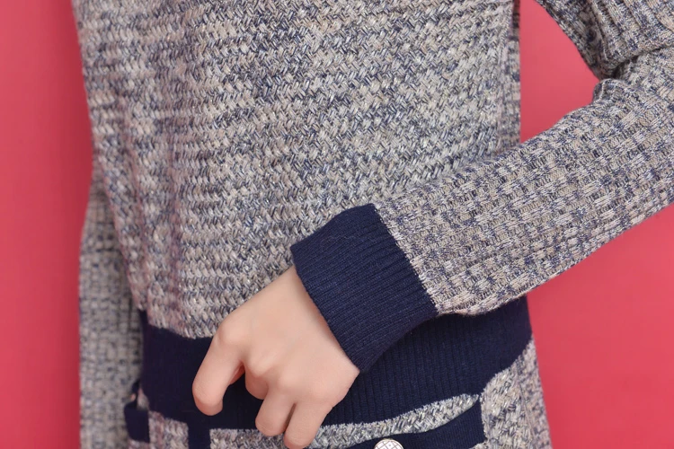 

Fragrance Sweater Dress Knitted Women's Sweaters Patchwork Ladies Dresses Casual Vestido De Muje Korean Dress Vestido Longo