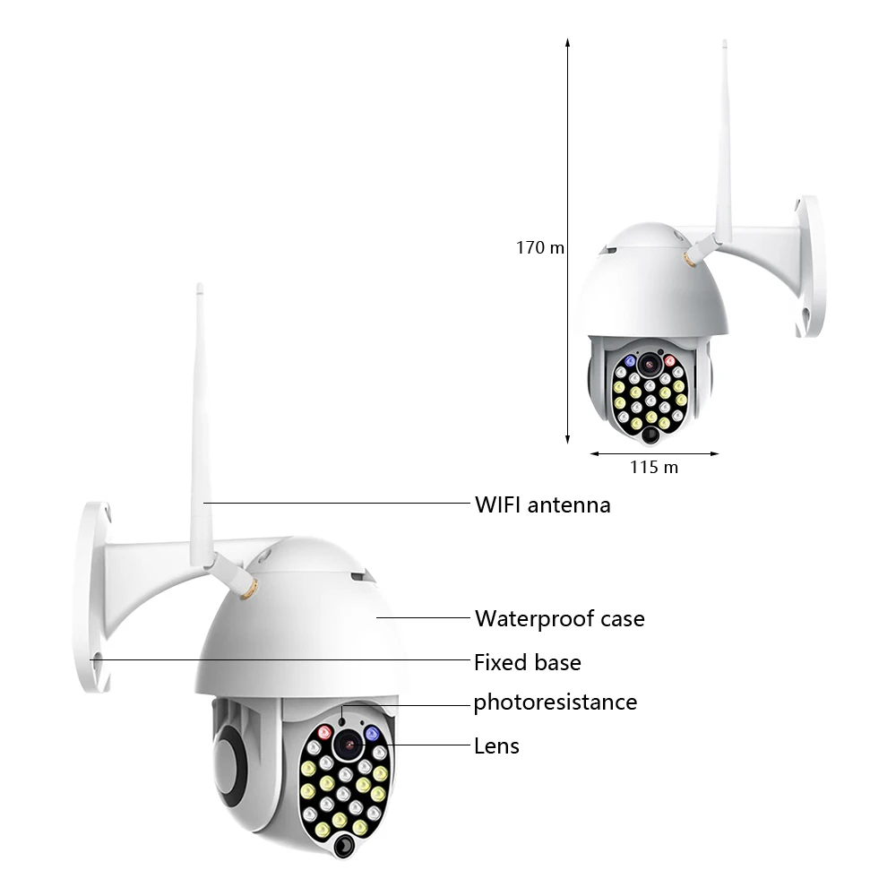 PODOFO 21 светодиодный wifi камера 1080P IP 2 4G 2.0MP PTZ Pan Tilt IR беспроводная водонепроницаемая