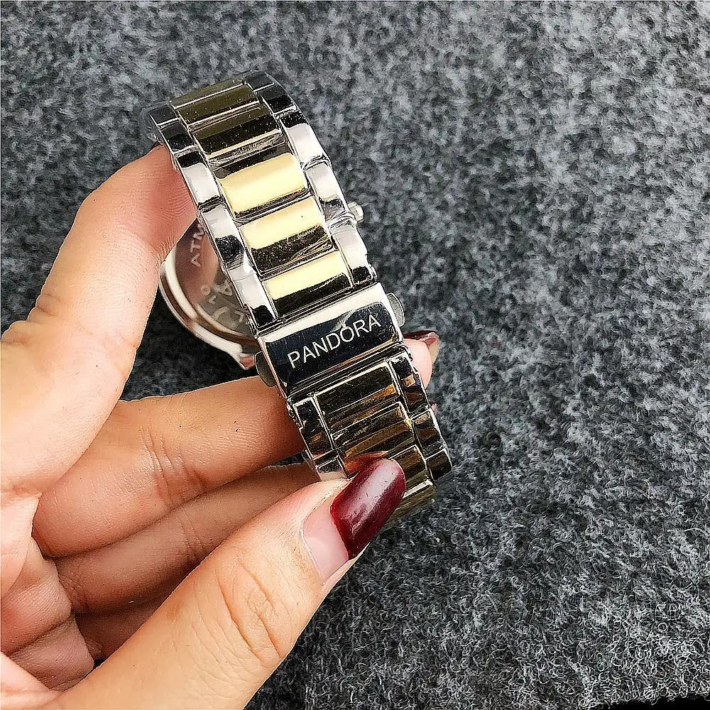 

Luxury brand Quartz Wrist Dress Women Watches Silver Bracelet Ladies Watch Stainless Steel Clock Casual pandoraes Watch P12