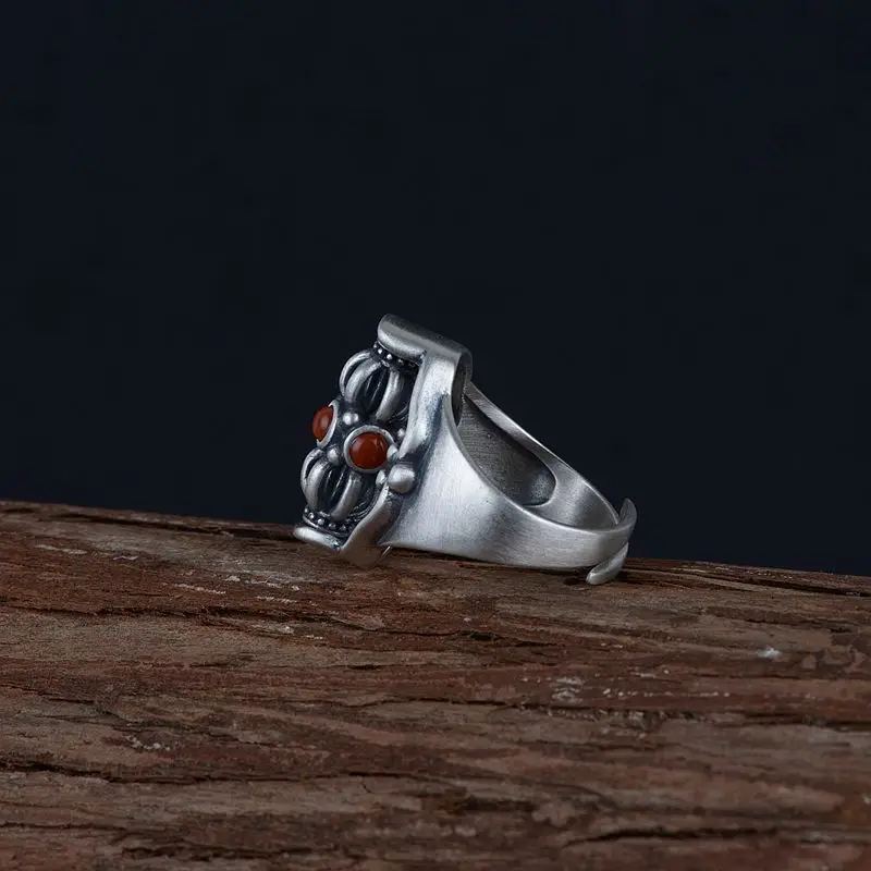 Винтажное серебряное кольцо из тайского серебра 100% пробы вращающееся в